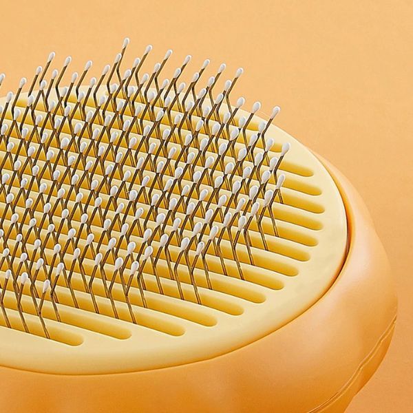 Perie Par Animale in Forma de Dovleac cu Maner si Cap Floare pentru Par cu Buton de Autocuratare
