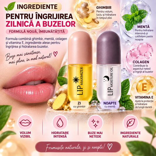 Set 2 în 1 pentru Buze – Mega Volum Ziua + Hidratare Noaptea