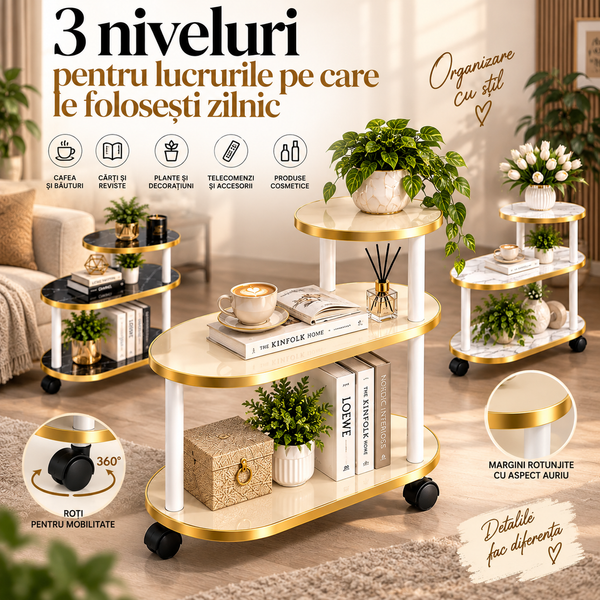 Masă Laterală Compactă Modernă Cu 3 Niveluri