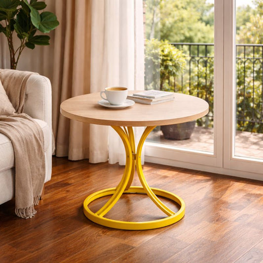 Masă de Cafea Alb-Auriu 70 × 55 cm cu Design Minimalist și Cadru Metalic Elegant