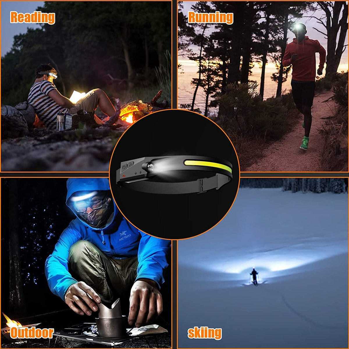 Lanterna de cap - pescuit, camping, drumetii, waterproof, banda leduri