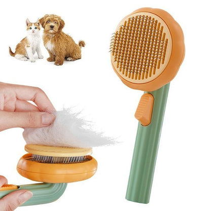 Perie Par Animale in Forma de Dovleac cu Maner si Cap Floare pentru Par cu Buton de Autocuratare